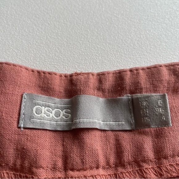 Asos Tailored Linen Culotte In Salmon Pink Cropped Size 4 - Picture 8 of 12